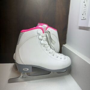 White and Pink Kids Ice Skates